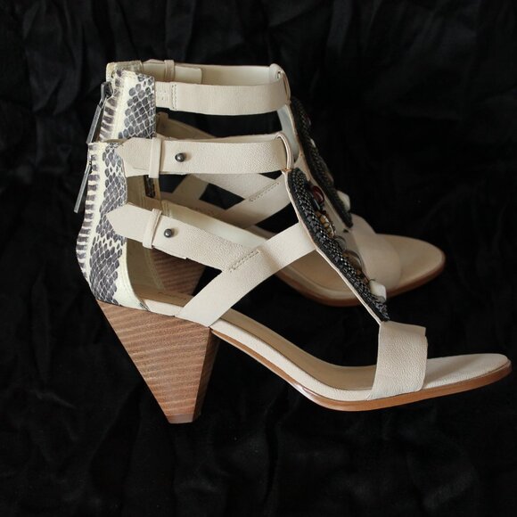 Nine West, 6.5 US, beaded, cream sandal. - Picture 4 of 5